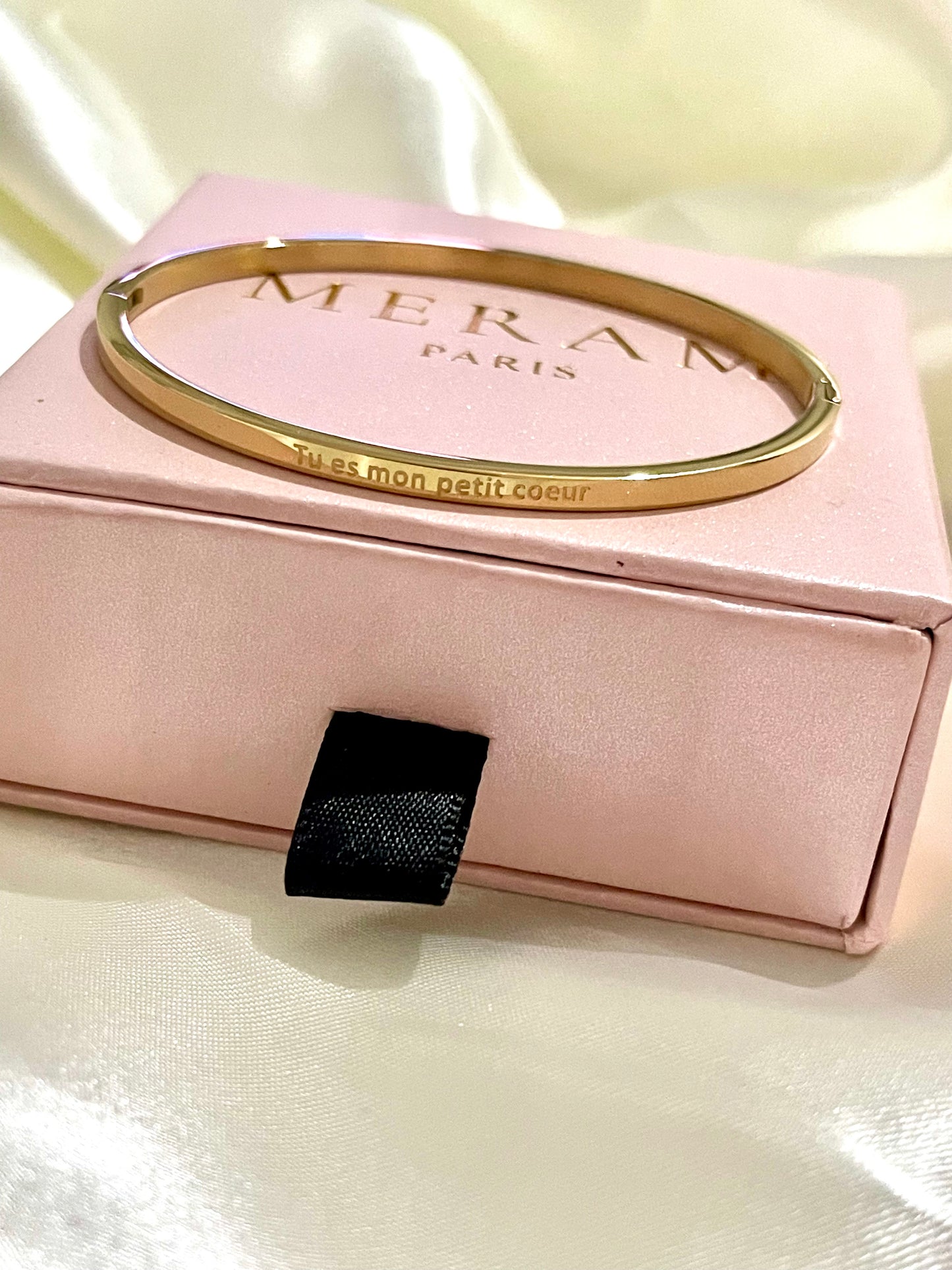 BRACELET JONC À MESSAGE " TU ES MON PETIT COEUR "